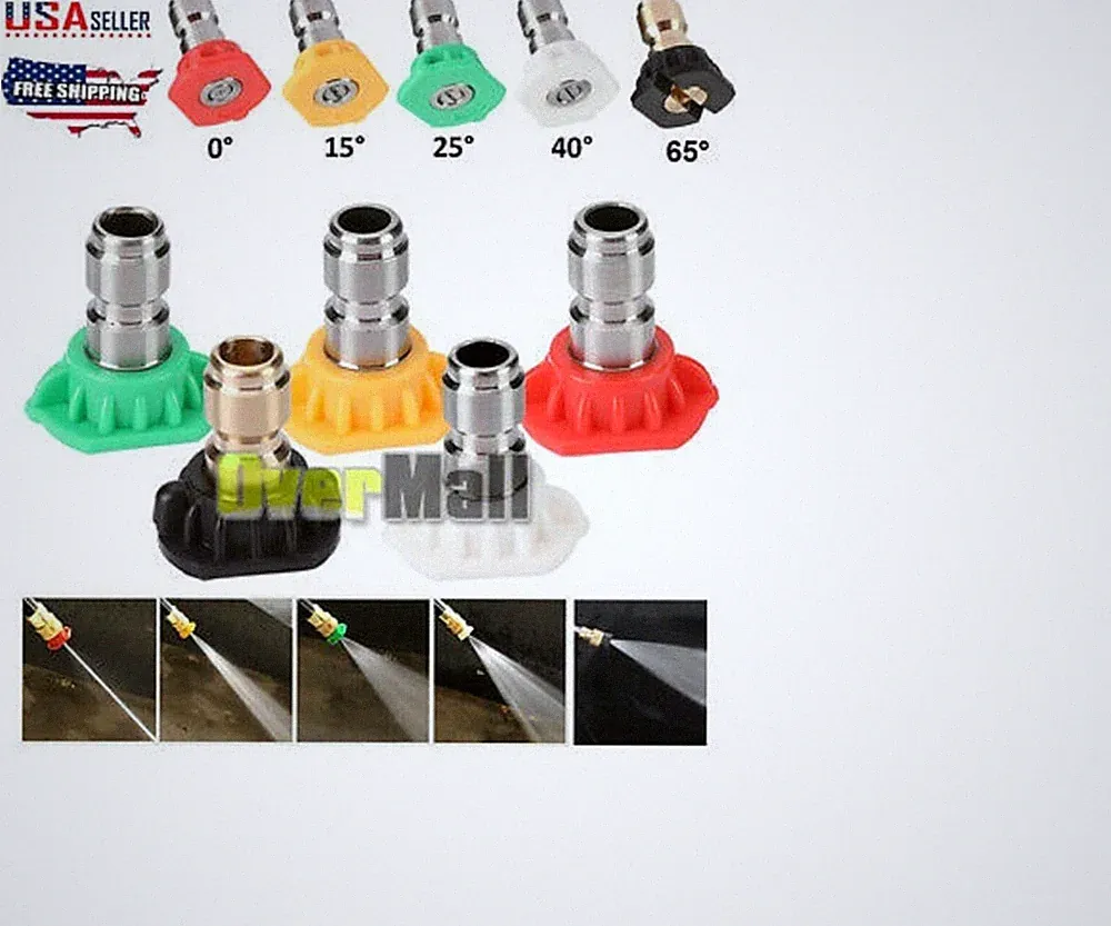 5 PCS High Pressure/Power Washer Spray Nozzle Kit 5 Pack Quick Connect 1/4"