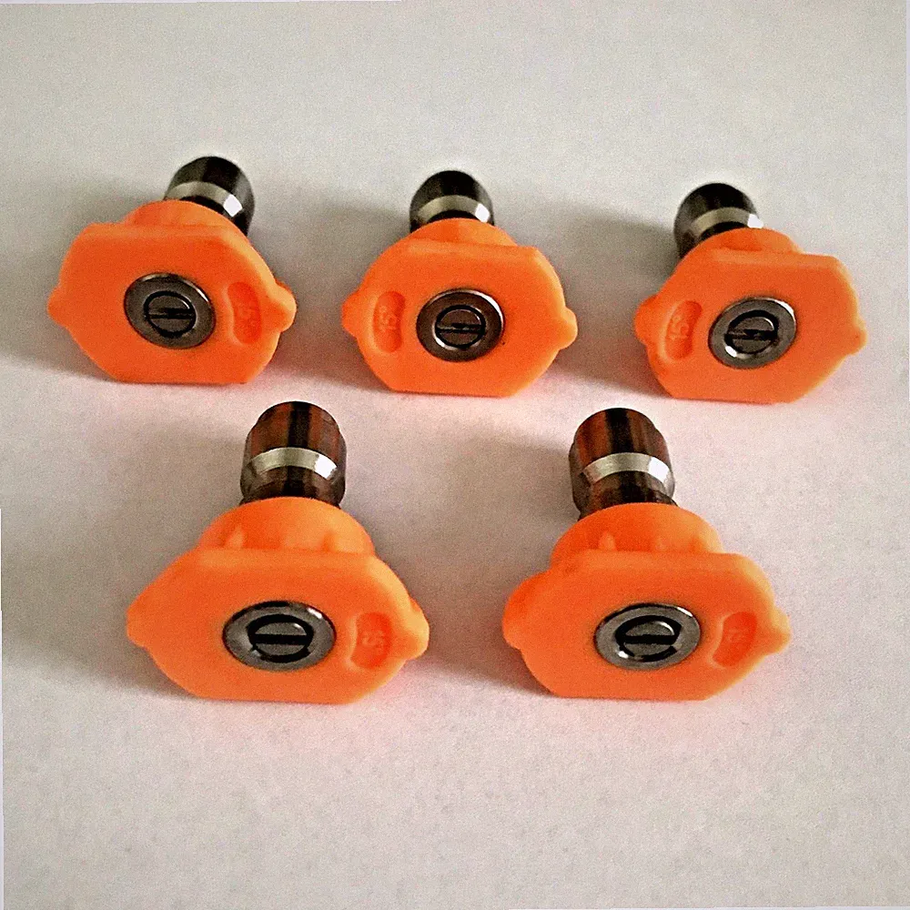 5 Pcs Pressure Washer 15 Degree Yellow Nozzle Spray Tip 4500PSI