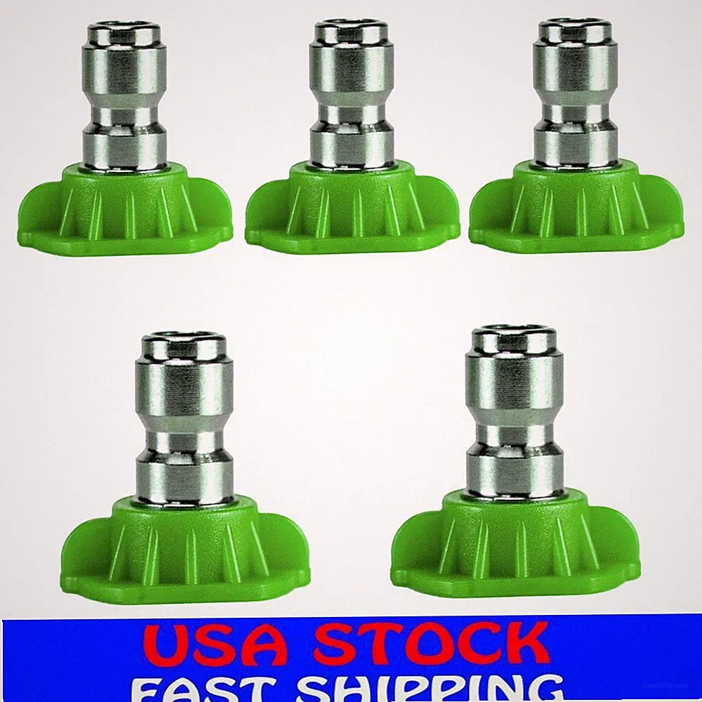 5 Power Pressure Washer Spray Nozzle Tips 1/4 Quick Connection Green -25 Degree