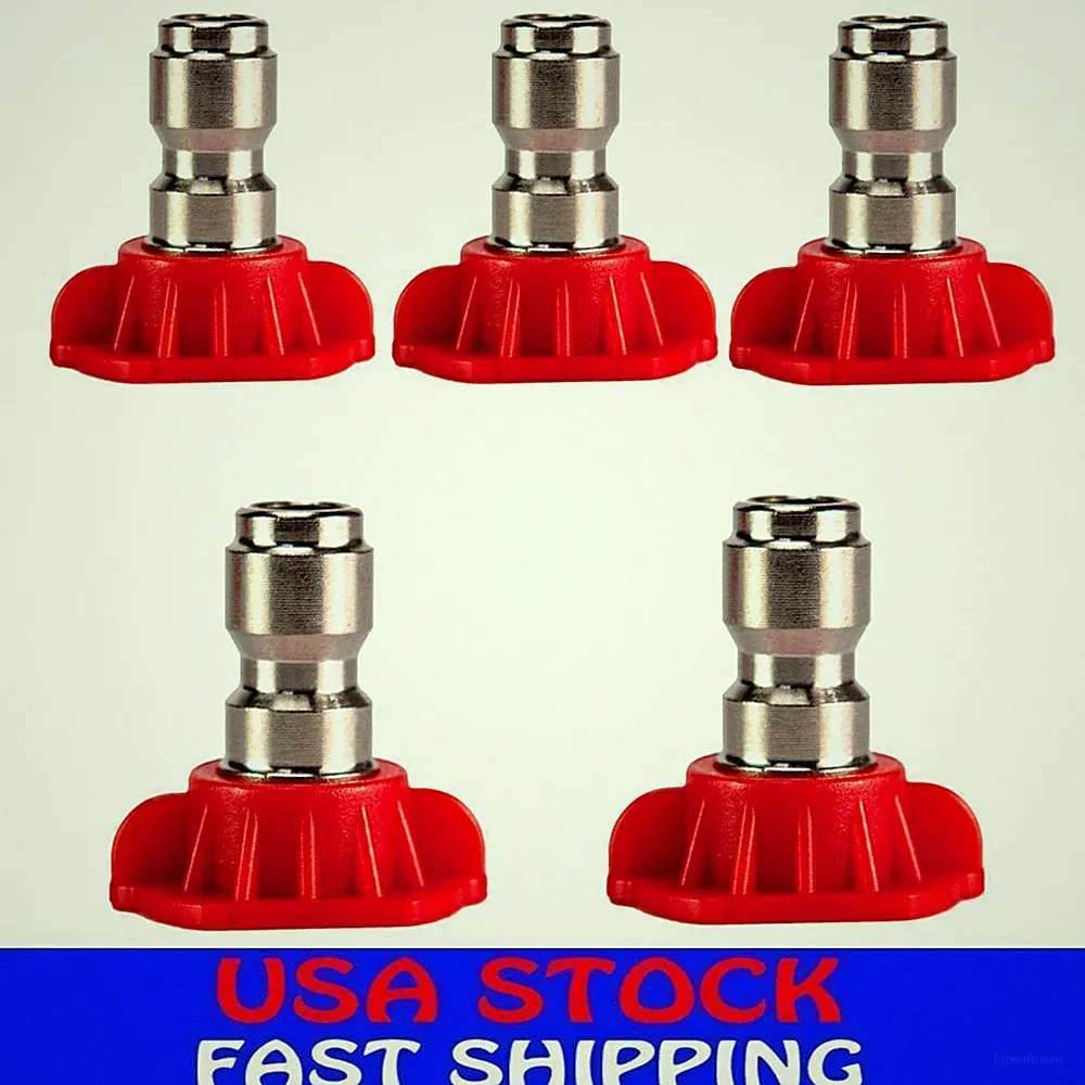 5 Power Pressure Washer Spray Nozzle Tips 1/4 Quick Connection Red-0 Degree US