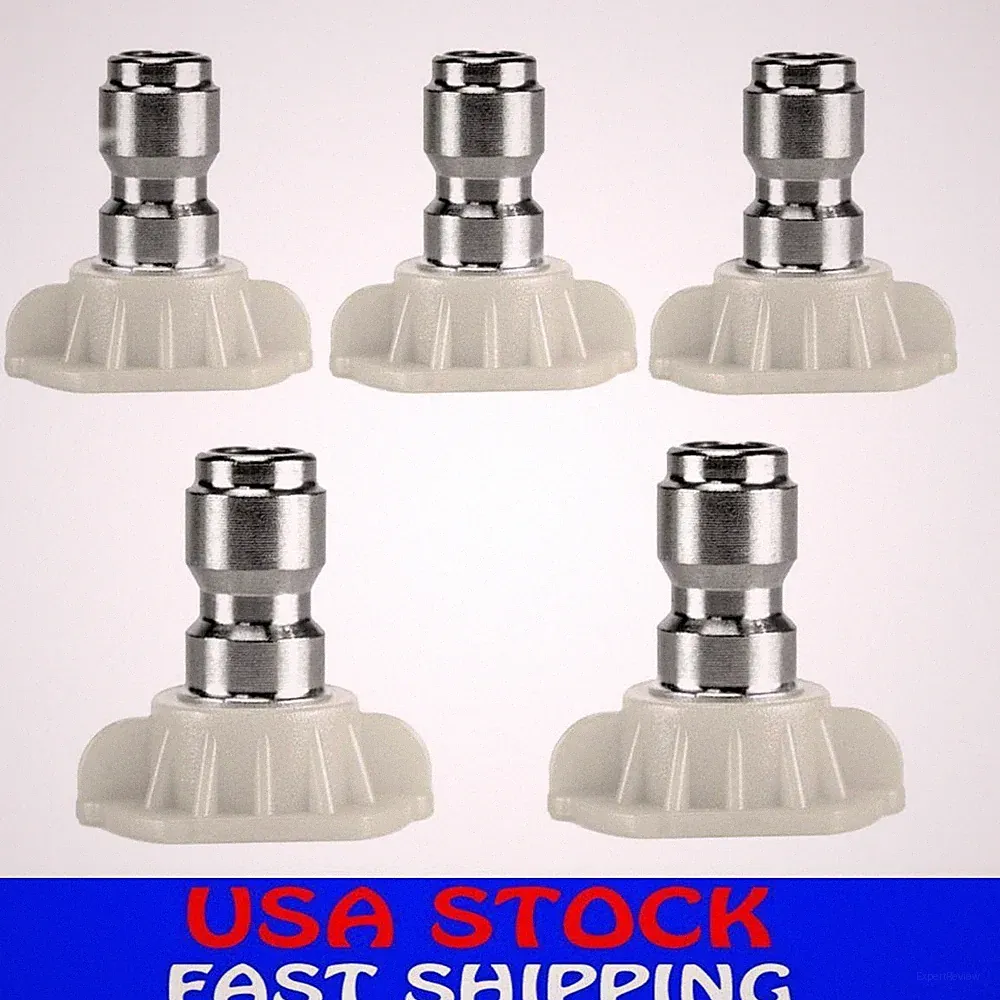 5 Power Pressure Washer Spray Nozzle Tips 1/4 Quick Connection White 40 Degree
