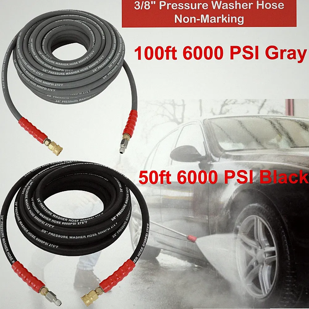 50 /100ft Hot&Cold Water Pressure Washer Hose 6000PSI Non-Marking 3/8" Couplers