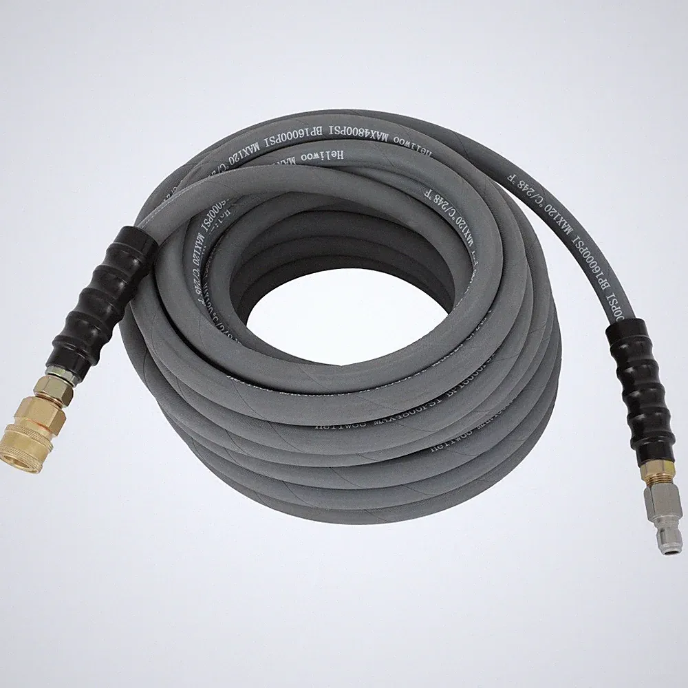 50 ft / 100 ft 3/8" 4800 PSI Pressure Washer Hose Non-Marking Gray With Couplers