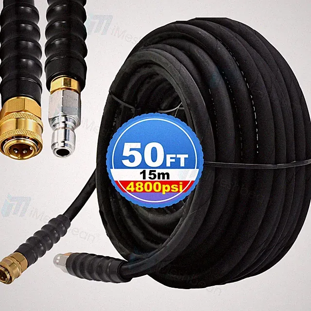 50 ft 3/8" Non-Marking 4800 psi Pressure Washer Hose Cold/HOT WATER High Quality