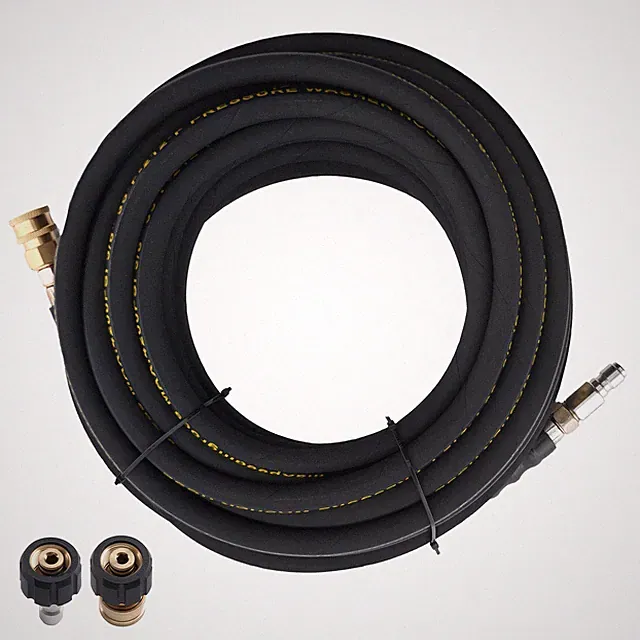 50 Ft 3/8" Pressure Washer Hose 4200PSI Steel Wire Braid w/ M22 to 3/8" Coupler