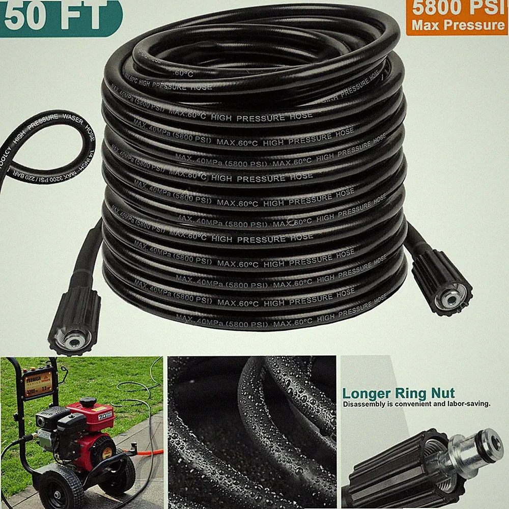 50 FT High Pressure Washer Hose 5800 PSI M22-14MM Power Washer Extension Hose