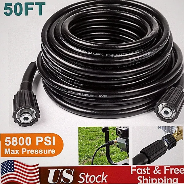 50 FT High Pressure Washer Hose 5800 PSI M22-14MM Power Washer Extension Hose US