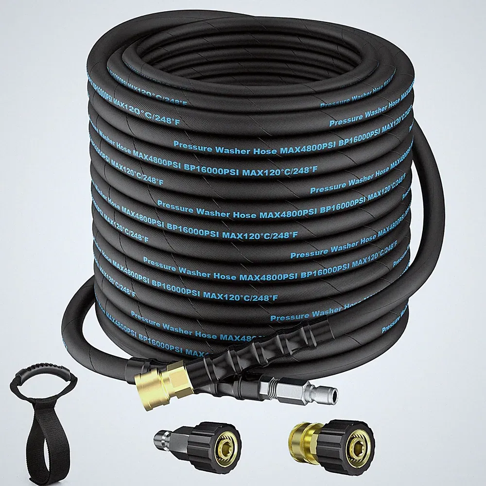 50 Ft Pressure Washer Hose, Power Washer Hose Attachment with 3/8'' Quick Con...