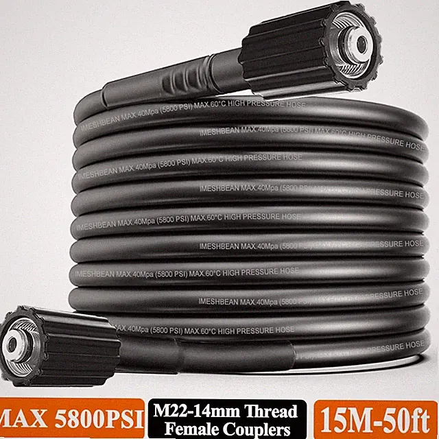 50 FT Pressure Washer Hose Replacement Power Wash Extension M22 Thread Connector