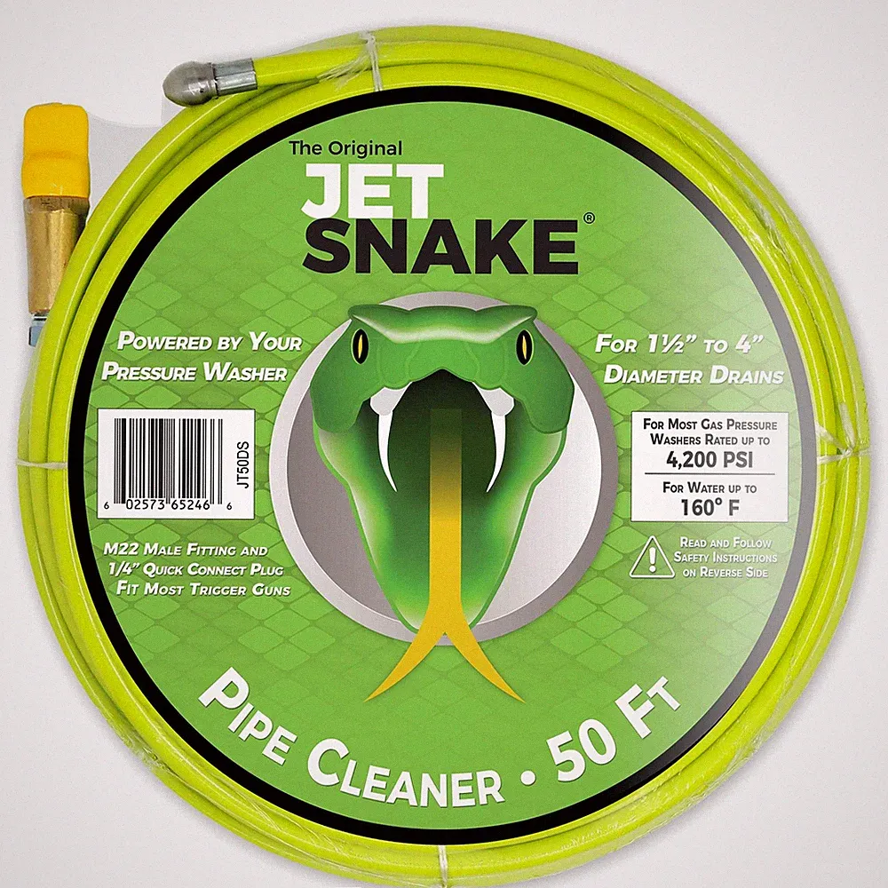 50 FT SEWER JETTER Flexible Steel Braid for Gas Pressure Washer