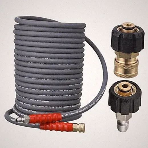 50 Ft x 3/8 Inch Pressure Washer Hose, M22 14 - Hot and Cold Water