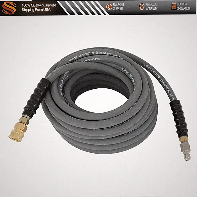 50' Pressure Washer Hose - 4000PSI 50ft Length Gray With Couplers