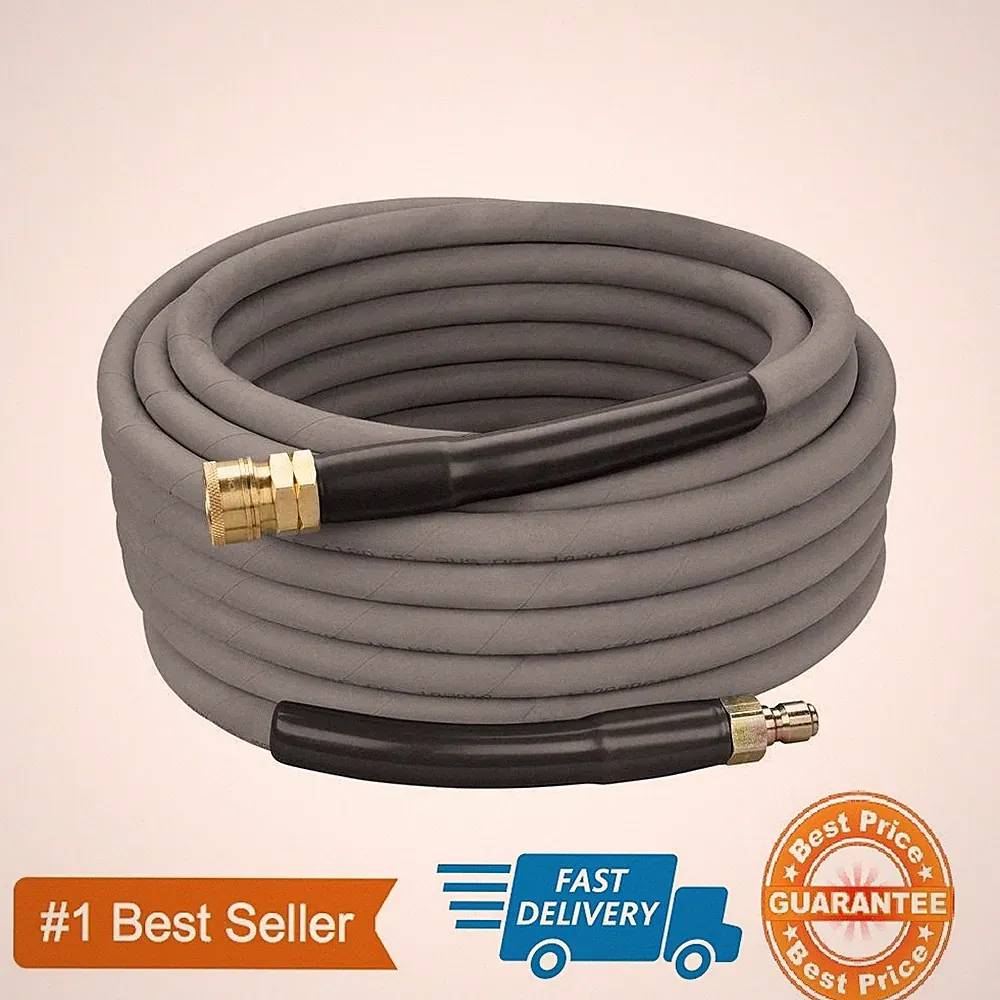 50' Pressure Washer Hose Non-Marking - 4000 PSI 50 ft. Length Gray With Couplers