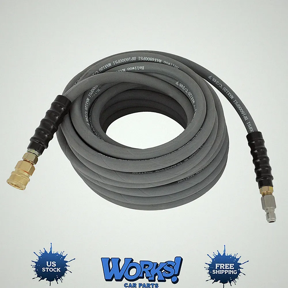 50' Pressure Washer Hose Non-Marking - 4000PSI 50ft Length Gray With Couplers