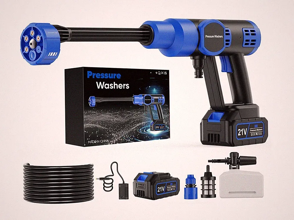 5000 PSI Cordless Pressure Washer with 4.0Ah Battery blue