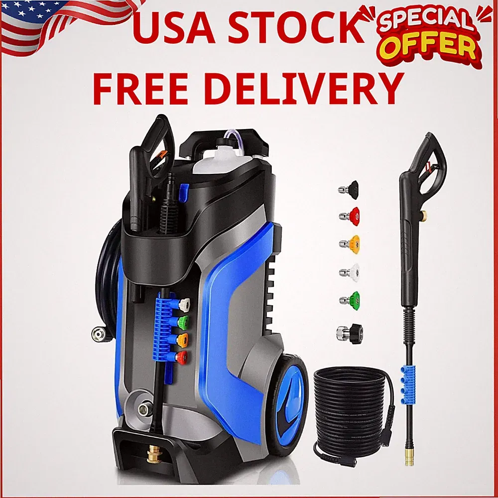 5000 PSI Pressure Washer 4.0 GPM 33FT Hose 5 Nozzle Soap Bottle Blue Power Clean