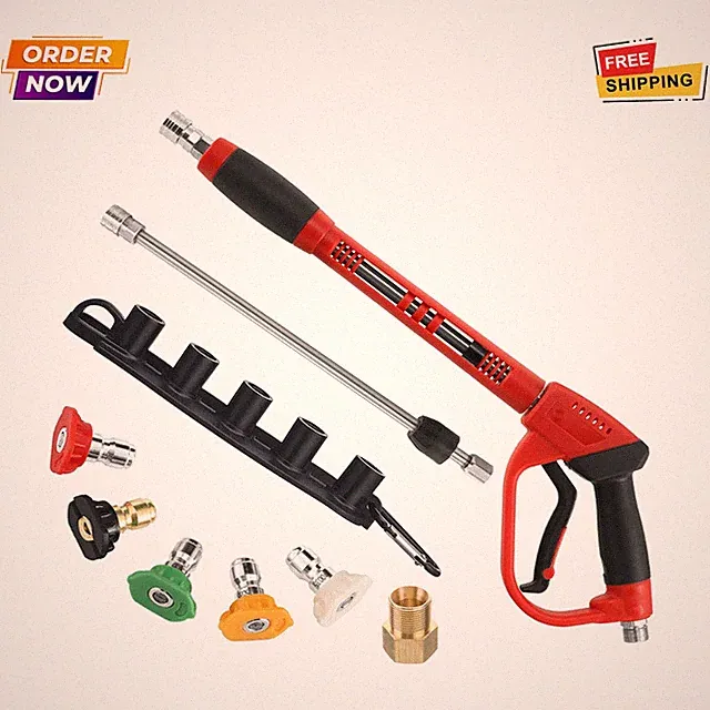 5000 PSI Pressure Washer Gun with 40" Wand Extension M22 Fitting 5 Nozzle Tips