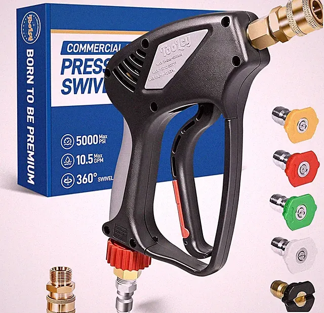 5000 PSI Pressure Washer Gun with Swivel Inlet, Short Power Washer Gun wi
