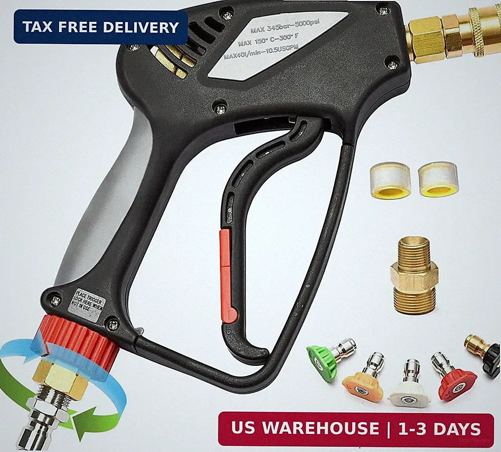 5000 PSI Stubby Pressure Washer Gun 360 Swivel Quick Connect Foam Cannon M22
