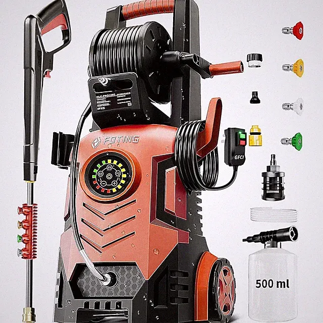 5000PSI Electric Pressure Washer Touch Screen 4 Nozzle Foam Cannon GFCI