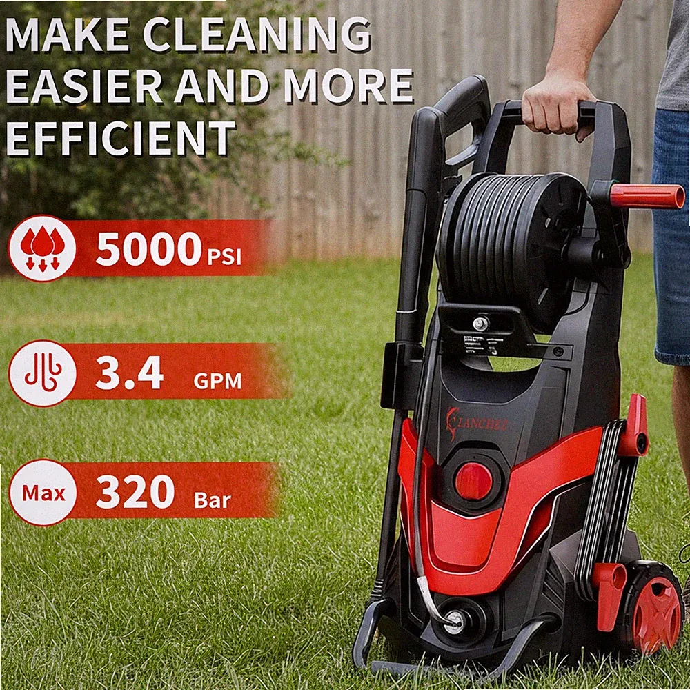 5000PSI High Pressure Washer, IPX5 Electric Power Washer W/ 500ml Foam Cannon