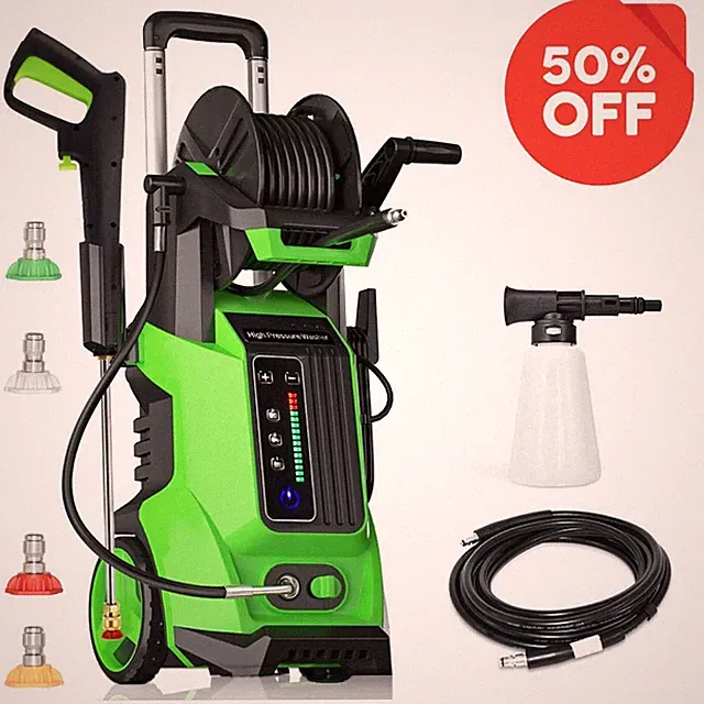 5000PSI Pressure Electric High Pressure Washer 1800W Motor Jet Sprayer 2.6GPM