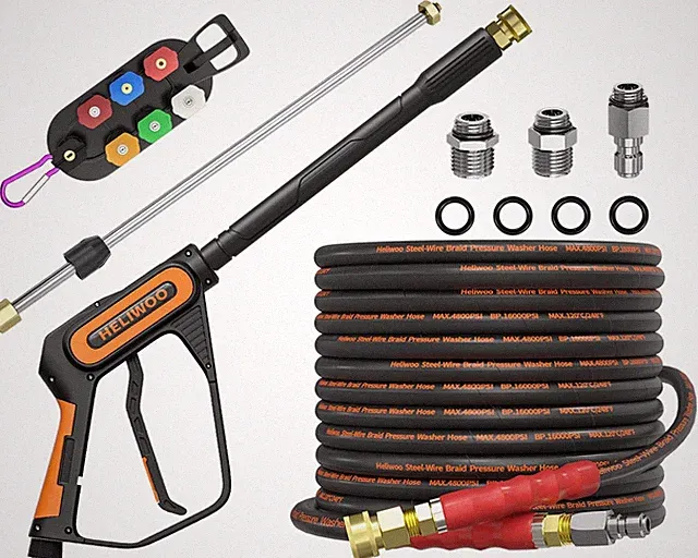 5000PSI Pressure Washer and Hose Kit, 50FT Kink Resistant Steel Braided Power...