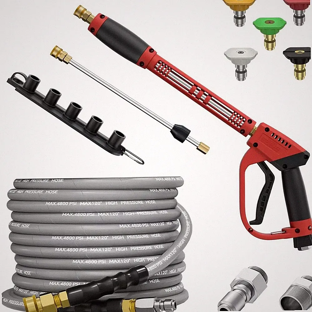 5000PSI Pressure Washer Gun 25FT 4800PSI Pressure Washer Hose 15" Extension Wand