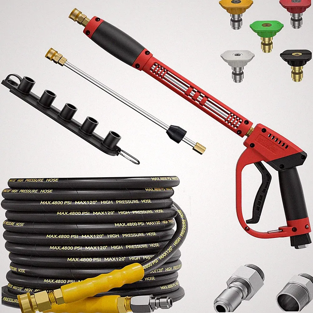 5000PSI Pressure Washer Gun 25FT Kink Resistant Hose 15" Extension Washer Wand