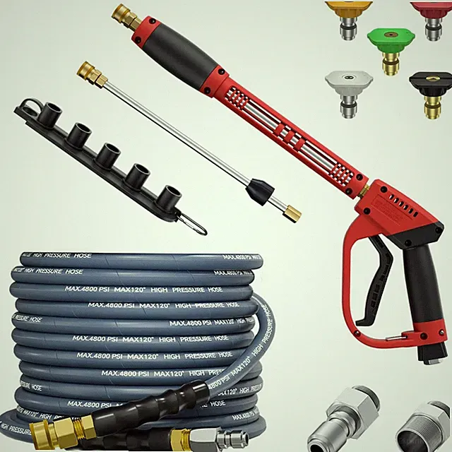 5000PSI Pressure Washer Gun 25FT Kink Resistant Hose Kit W/ 15" Extension Wand