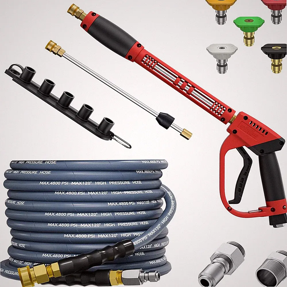 5000PSI Pressure Washer Gun 25FT Pressure Washer Hose Kit W/ 15" Extension Wand