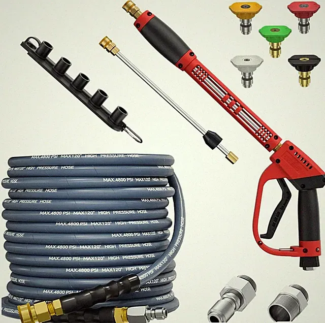 5000PSI Pressure Washer Gun 50FT Pressure Washer Hose Kit W/ 15" Extension Wand