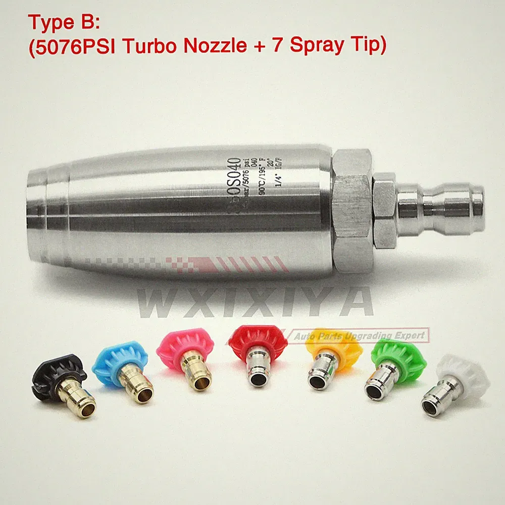 5076PSI High Pressure Washer Turbo Nozzle Spray Tip 1/4" Quick Hot / Cold Water