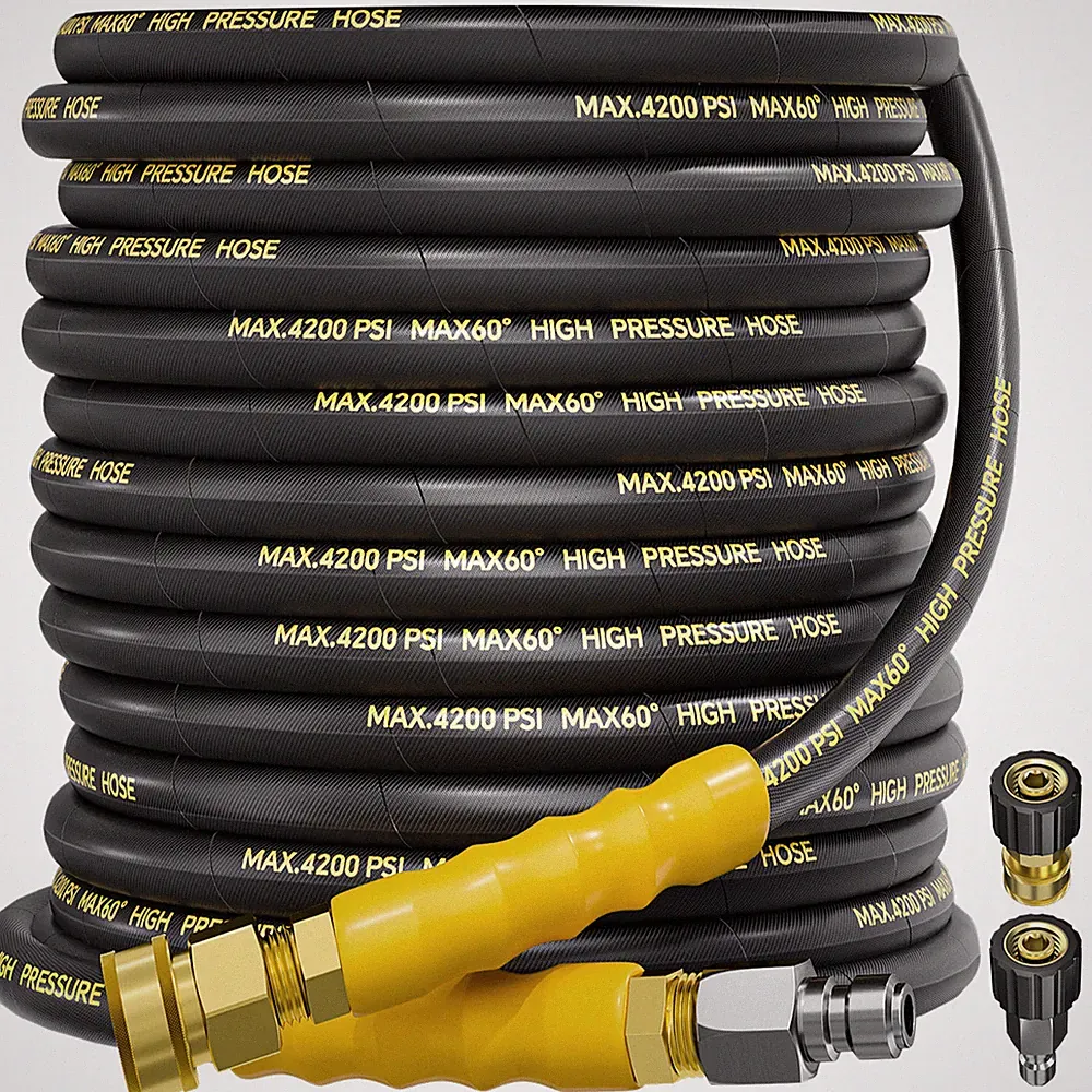 50FT 1/4" 4200PSI Pressure Washer Hose W/ 3/8" Quick Connect Kink Resistant Hose