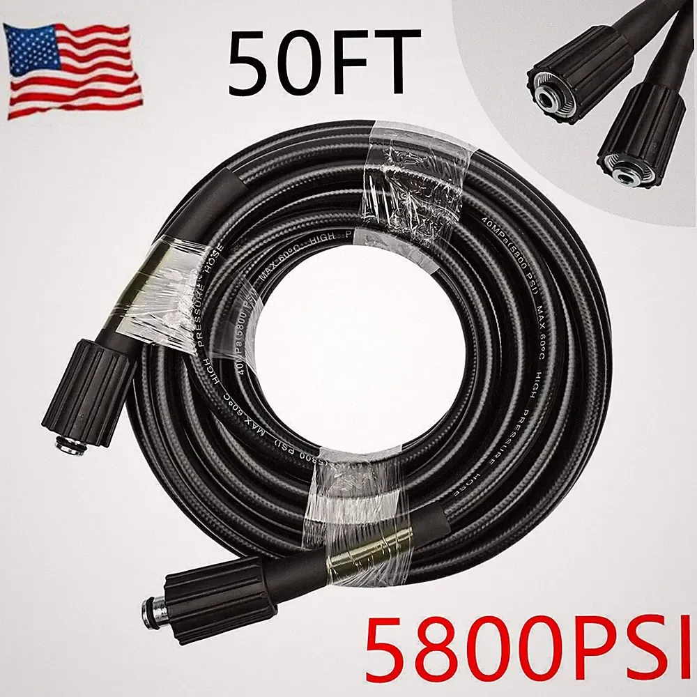 50FT 1/4" M22 14mm Power Washer Hose for Ryobi, Troy Bilt High Pressure Washer