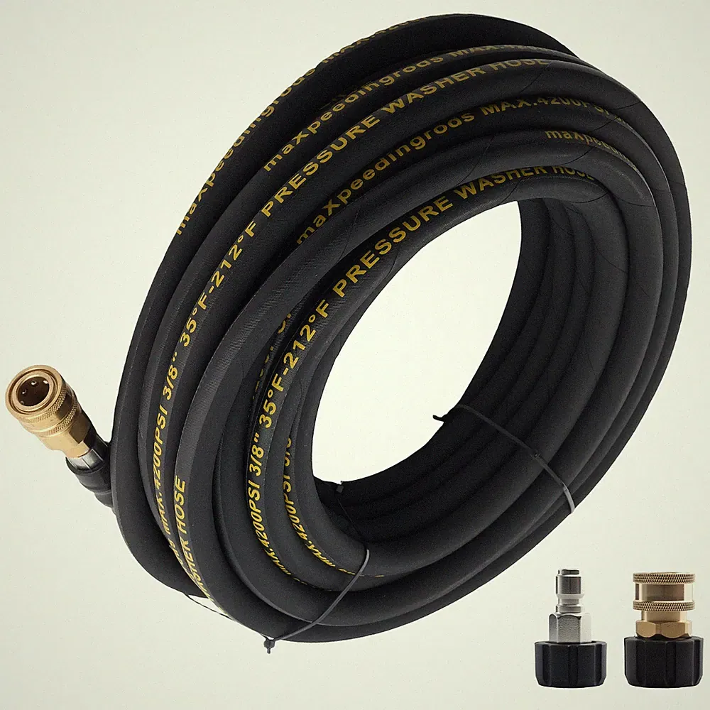50ft 3/8" High Pressure Washer Hose 4200PSI Steel Wire Braided w/ Coupler