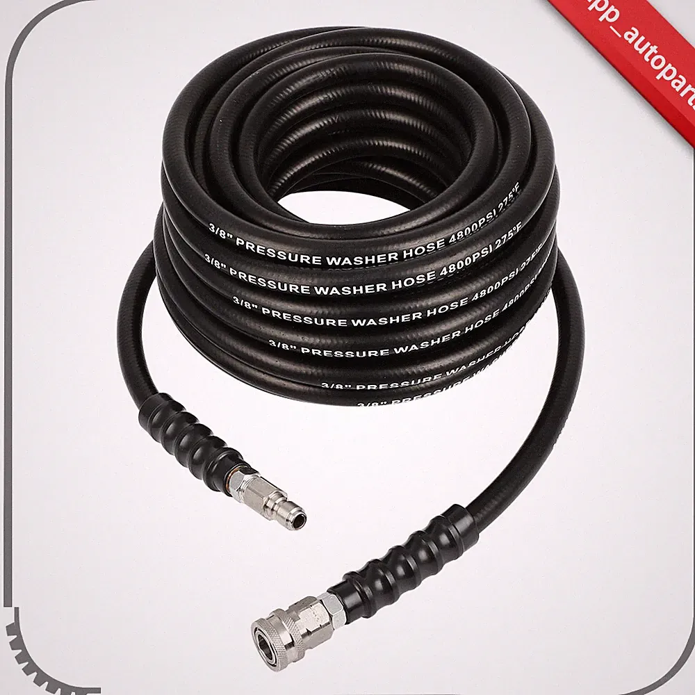 50FT 3/8" Hot Water Pressure Washer Hose Rubber Power Washer Hose 4800 psi