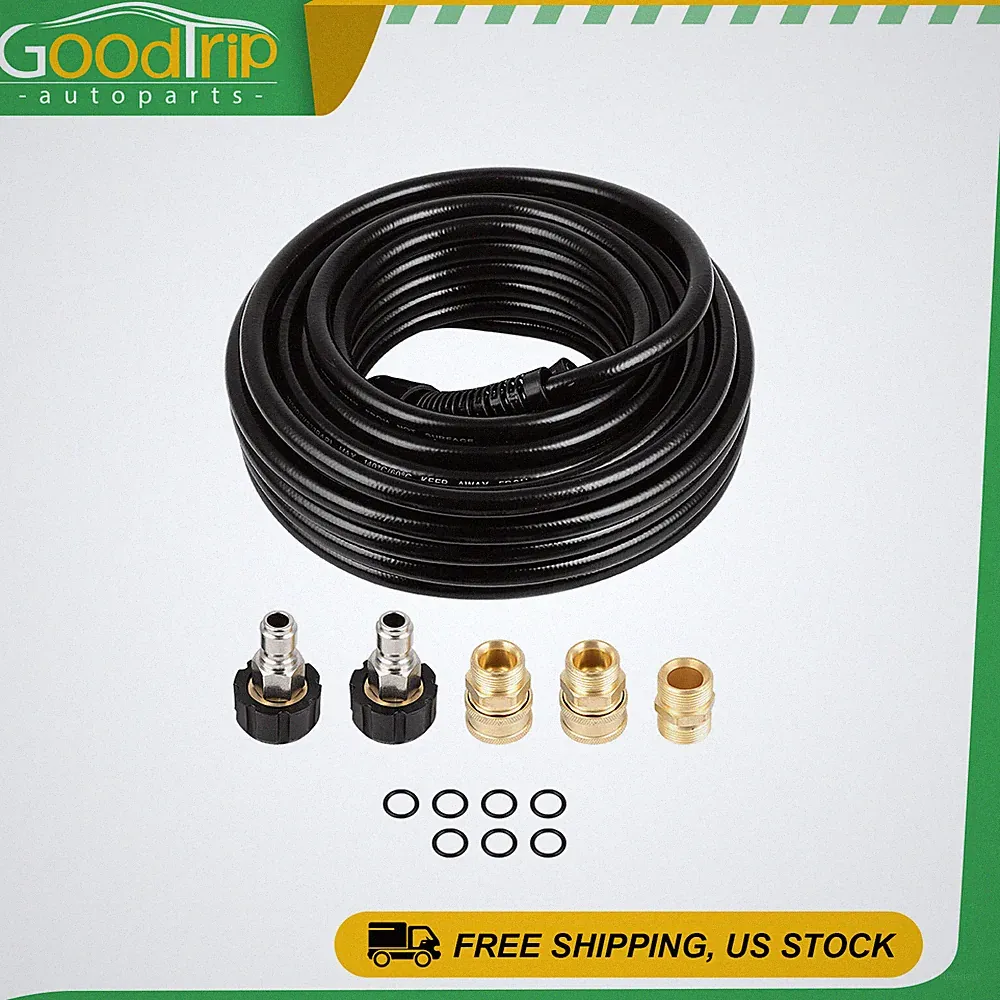 50FT 3/8" M22 Nozzle Tips 3200PSI High Pressure Power Washer Extension Hose Kit