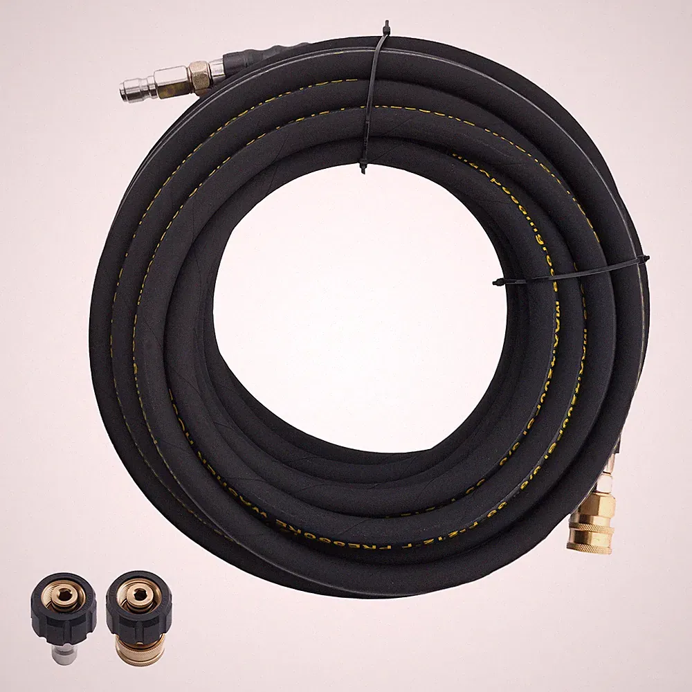 50 Ft 3/8" Pressure Washer Hose 4200PSI Steel Wire Braid & M22 to 3/8" Coupler