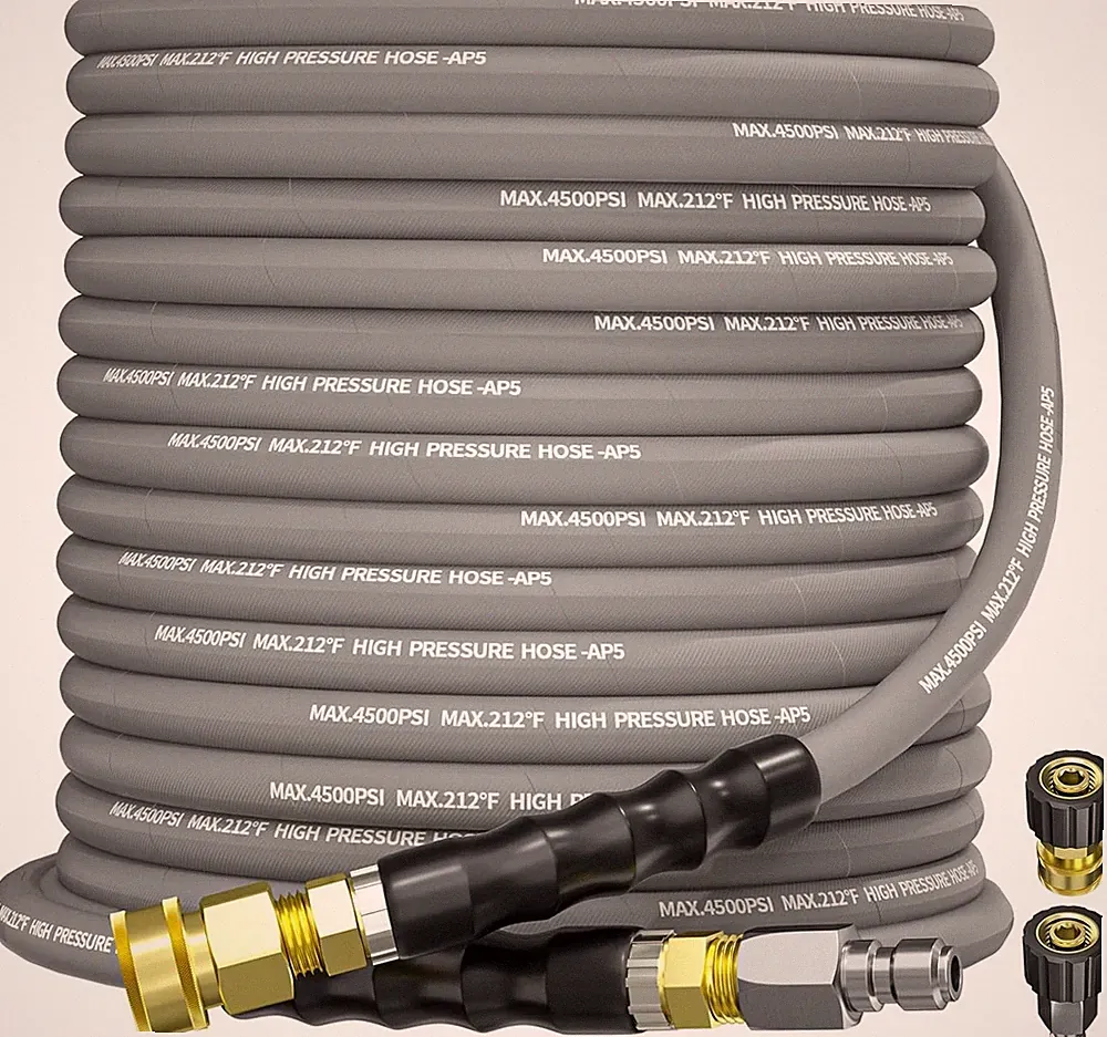 50FT 3/8" Pressure Washer Hose 4500PSI 2-Braid Power Wire Hose Swivel QC Adapter