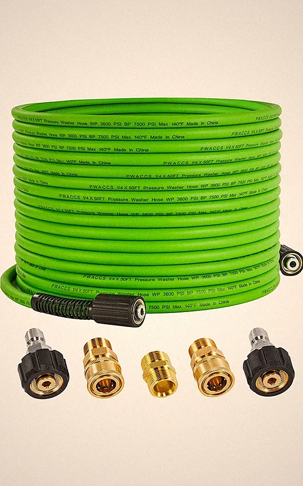 50FT 3600PSI Kink Resistant Pressure Washer Hose Extension 1/4 M22 Universal Ele