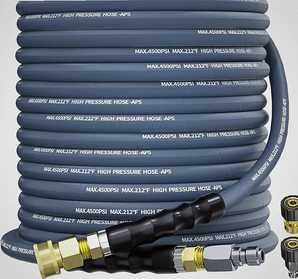 50FT 4500PSI Pressure Washer Hose 3/8" Wire Braided Kink Resistant Power Hose BL