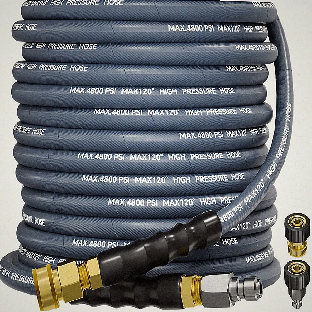 50FT 4800PSI 3/8" Pressure Washer Hose Kink Resistant Power Hose Quick Connect
