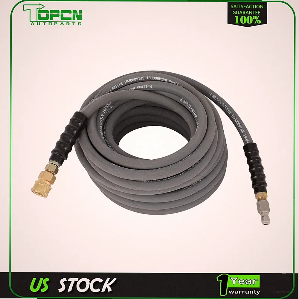 50ft 4800PSI High Pressure Power Washer Hose -3/8" Quick Connect Gray W/Couplers