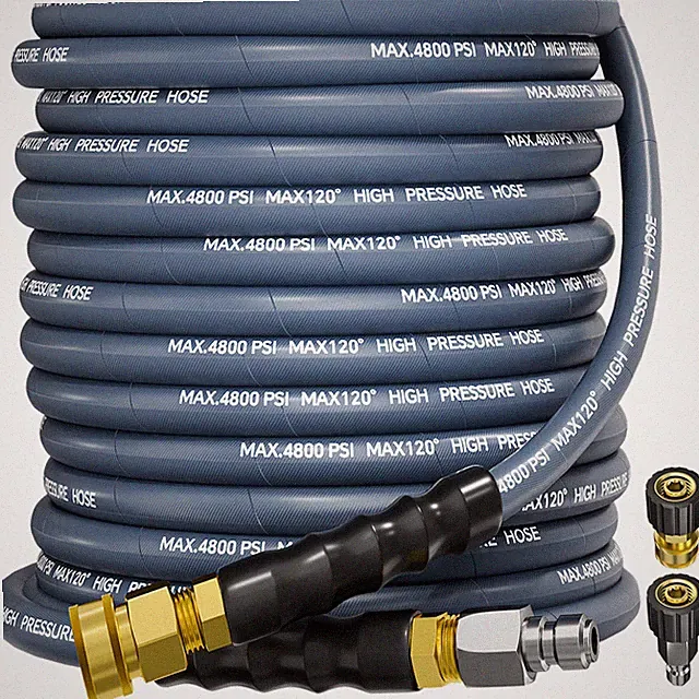50FT 4800PSI Pressure Washer Hose 3/8" Wire Braided Kink Resistant Power Hose BL