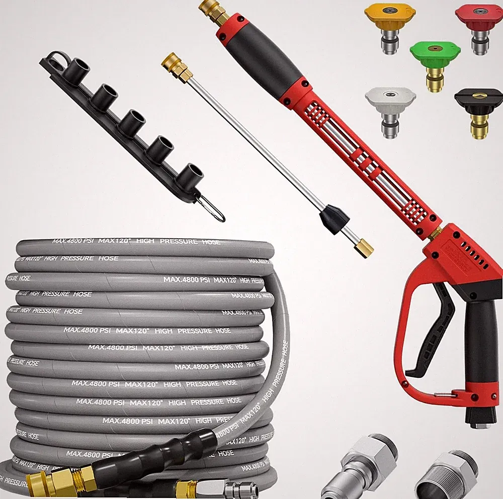 50FT 4800PSI Pressure Washer Hose 5000PSI Pressure Washer Gun 15" Extension Wand