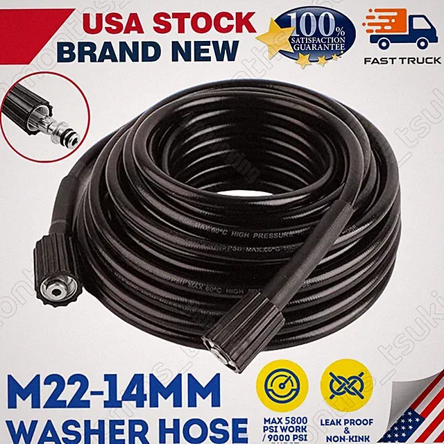 50FT 5800 PSI High Pressure Power Washer Replacement Hose 3/8" Quick Connection