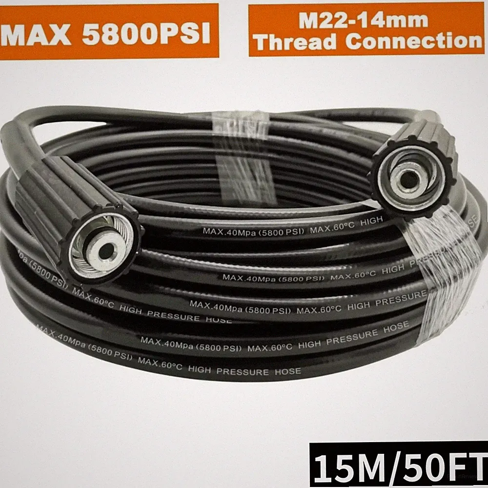 50ft 5800 PSI High Pressure Washer Hose -M22 14mm Connector - Replacement Hose