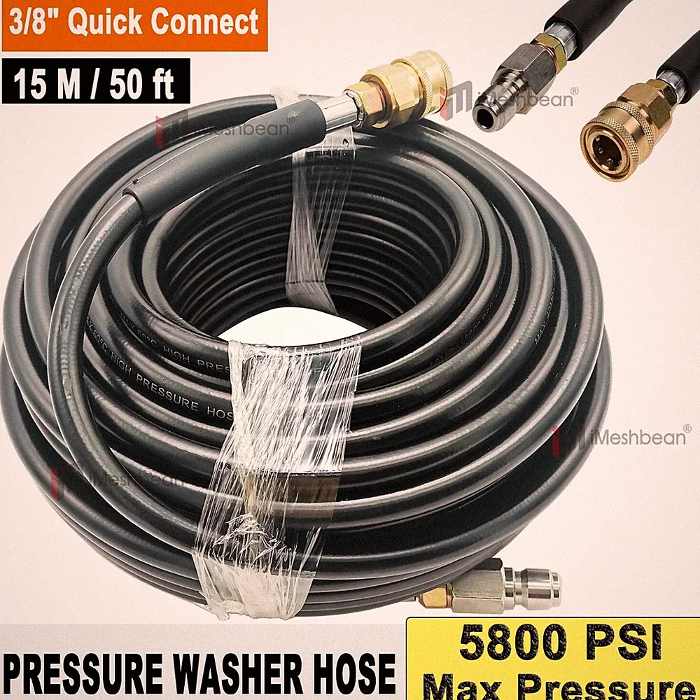 50FT 5800PSI Replacement High Pressure Power Washer Hose -3/8" Quick Connect