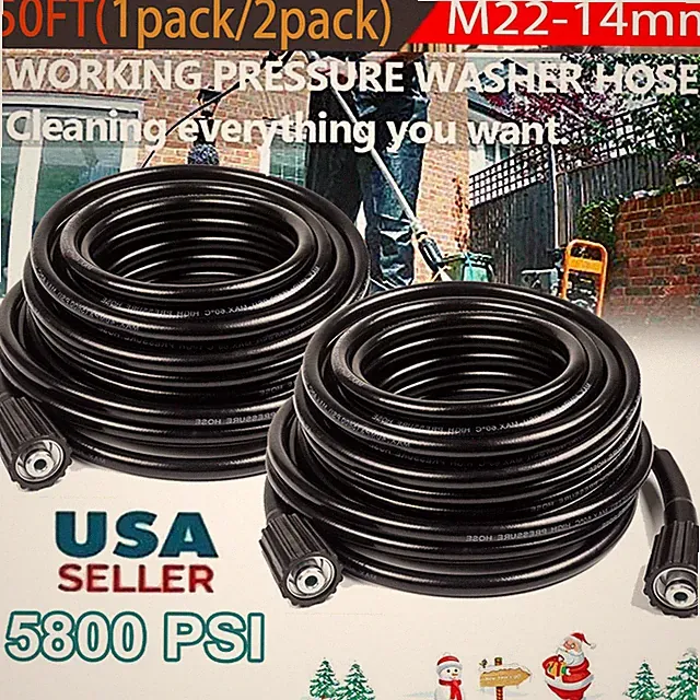 50FT 5800PSI Replacement High Pressure Power Washer Hose -3/8" Quick Connect US